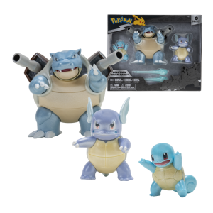 Pokemon Evolution set 3pk Squirtle, Wartortle & Blastoise